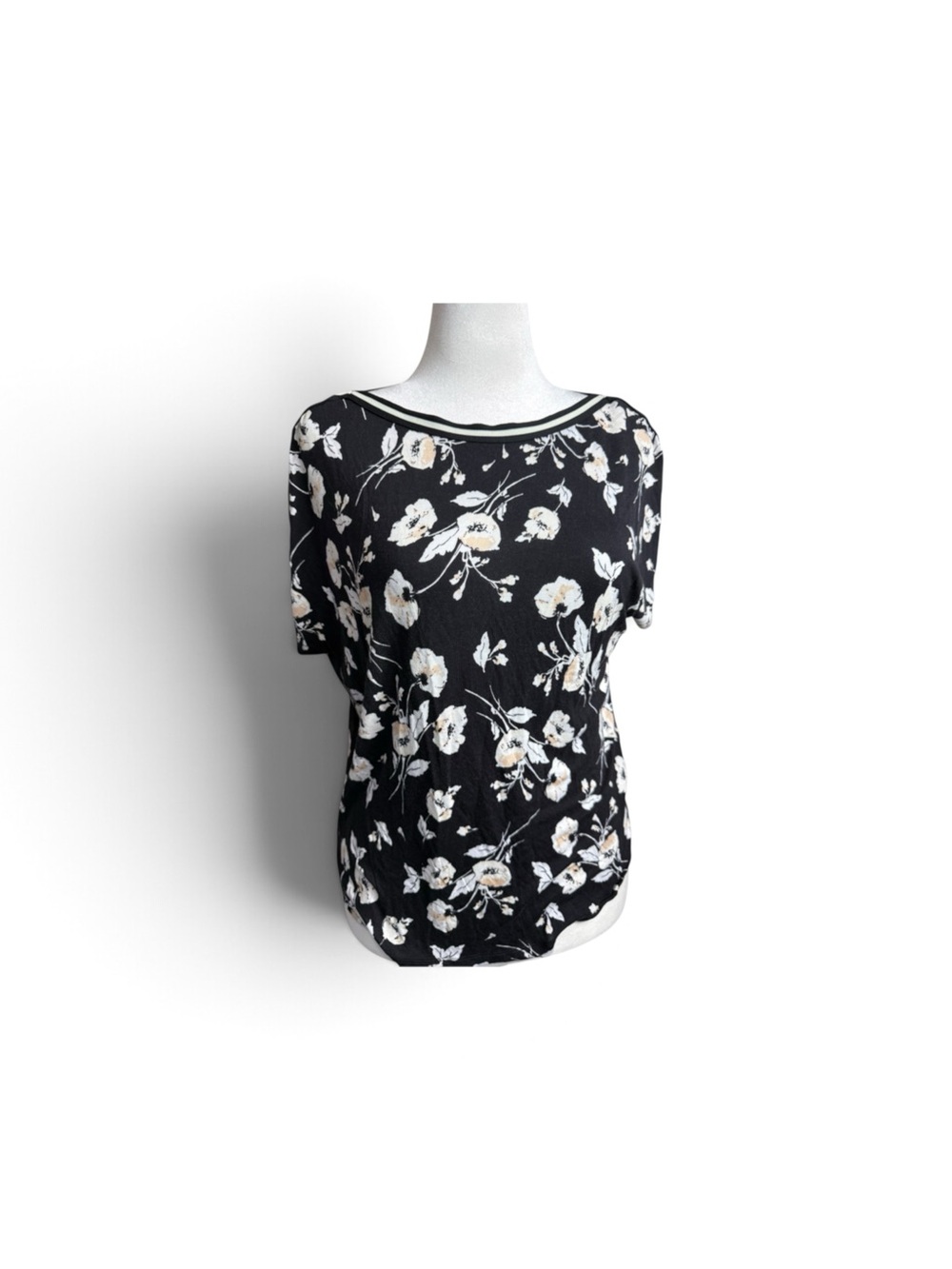Ralph Lauren Black Short-Sleeve Floral Top size XL